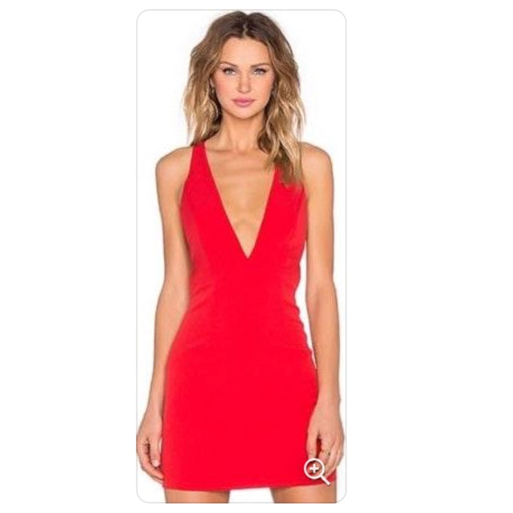 NBD Deep V Red Dress